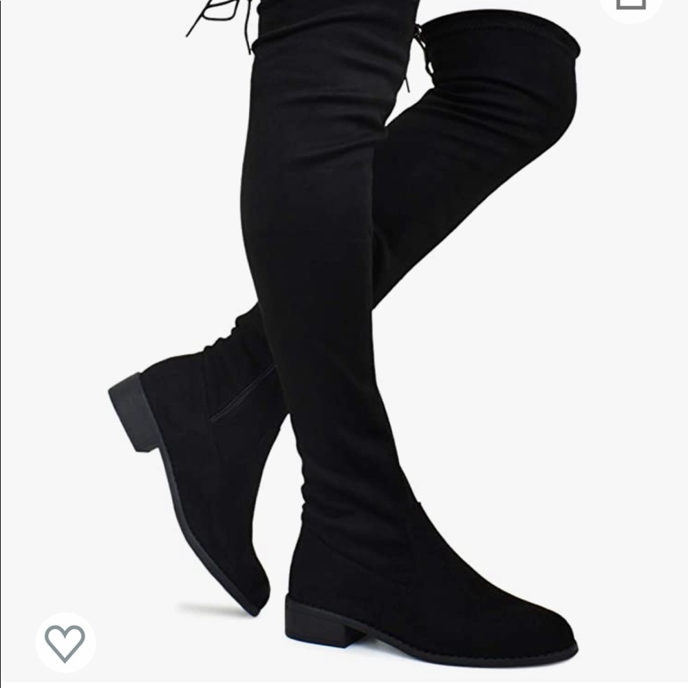 Womens comfy  vegan suede over knee boots block heels